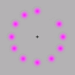 Color changing moving dot optical illusion