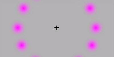 Color changing moving dot optical illusion