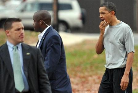 Photo of Obama after Basketball injury